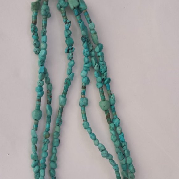 Vintage Natural Turquoise Sterling Silver 3 strand necklace
